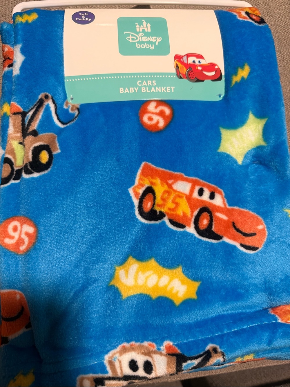 Disney Cars Blue Plush Baby Blanket